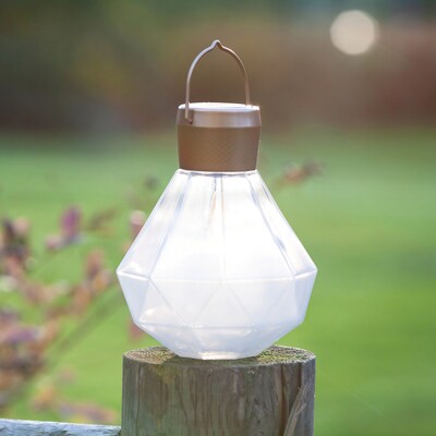 Allsop Home Garden 5.5-In. Gem Light Glass Solar Lantern (32172)