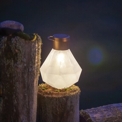 Allsop Home Garden 5.5-In. Gem Light Glass Solar Lantern (32172)