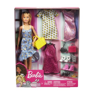 Barbie Doll, Fashions & Accessories Set, 4/Pack (GDJ40-BULK)