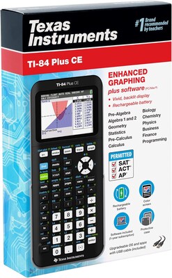 Texas Instruments TI-84 Plus CE Graphing Calculator, Black (84PLCE/FC/1L1/Z2)