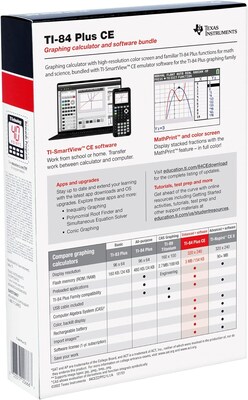 Texas Instruments TI-84 Plus CE Graphing Calculator, Black (84PLCE/FC/1L1/Z2)