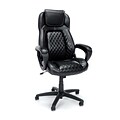 Essentials by OFM Leather High-Back Racing Style Executive Chair, Black, Fixed Arms (ESS-6060)