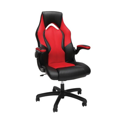 OFM Essentials Collection High-Back Racing Style Bonded Leather Gaming Chair, Red (ESS-3086-RED)