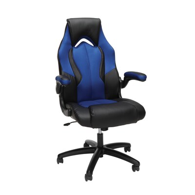 OFM Essentials Collection High-Back Racing Style Bonded Leather Gaming Chair, Blue (ESS-3086-BLU)