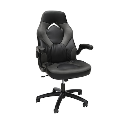 OFM Essentials Collection Racing Style Bonded Leather Gaming Chair, Gray (ESS-3085-GRY)