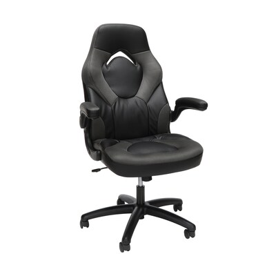 OFM Essentials Collection Racing Style Bonded Leather Gaming Chair, Gray (ESS-3085-GRY)