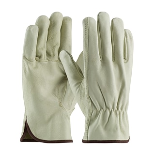 PIP Drivers Gloves, Top Grain Pigskin, Large, Cream Color, 1/Pr