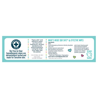 Seventh Generation™ Free & Clear Baby Wipes, 256 Wipes/Pack, 3 Packs/Carton (34219)