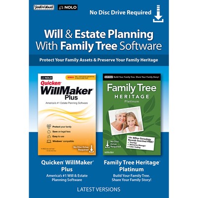Individual Software Will & Estate Planning with Family Tree Bundle for 1 User, Windows, Download (WD