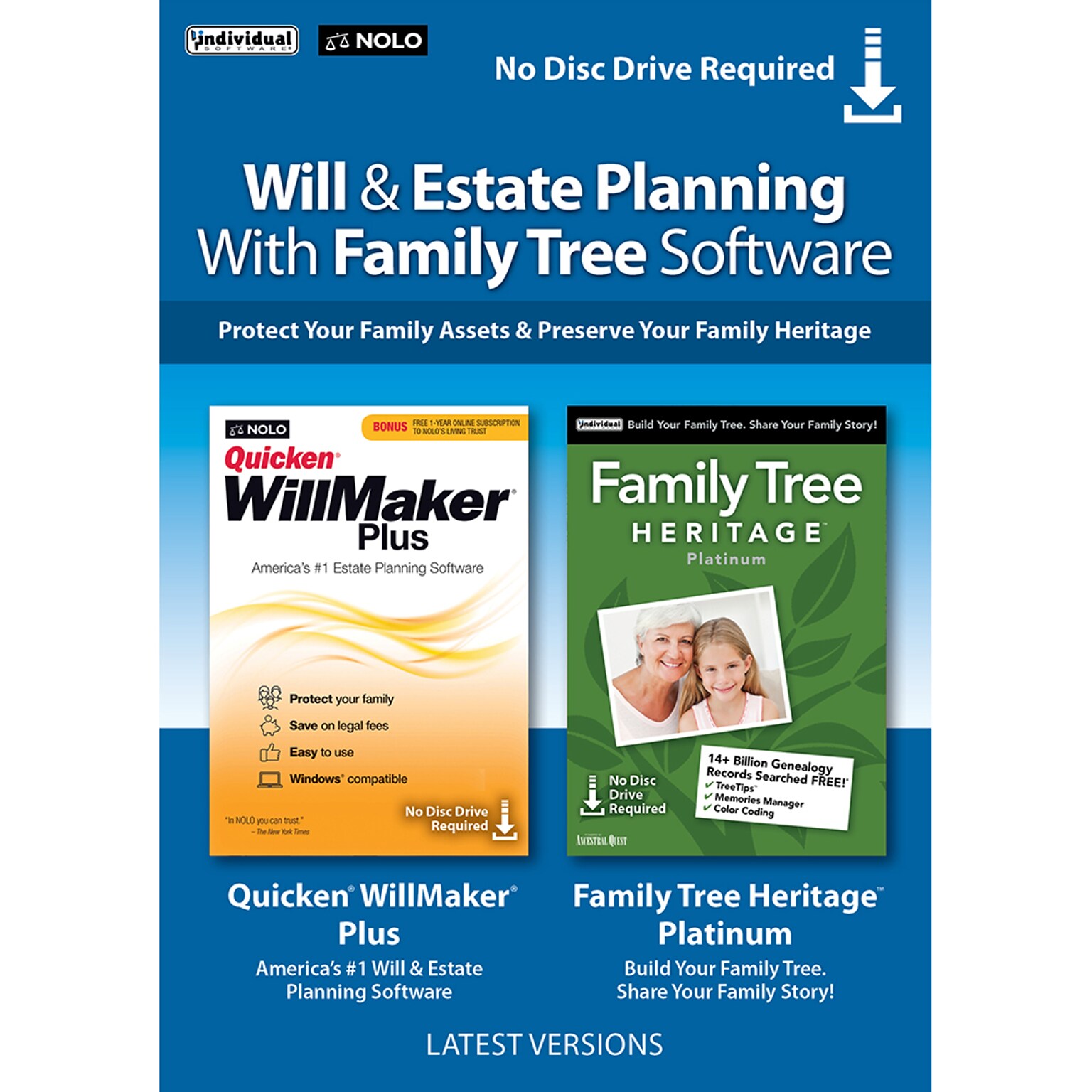 Individual Software Will & Estate Planning with Family Tree Bundle for 1 User, Windows, Download (WDB-WFB)