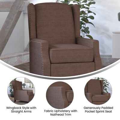 Flash Furniture Prescott Fabric Push Back Recliner Chair, Brown (BOBS70021BR)