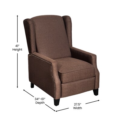 Flash Furniture Prescott Fabric Push Back Recliner Chair, Brown (BOBS70021BR)