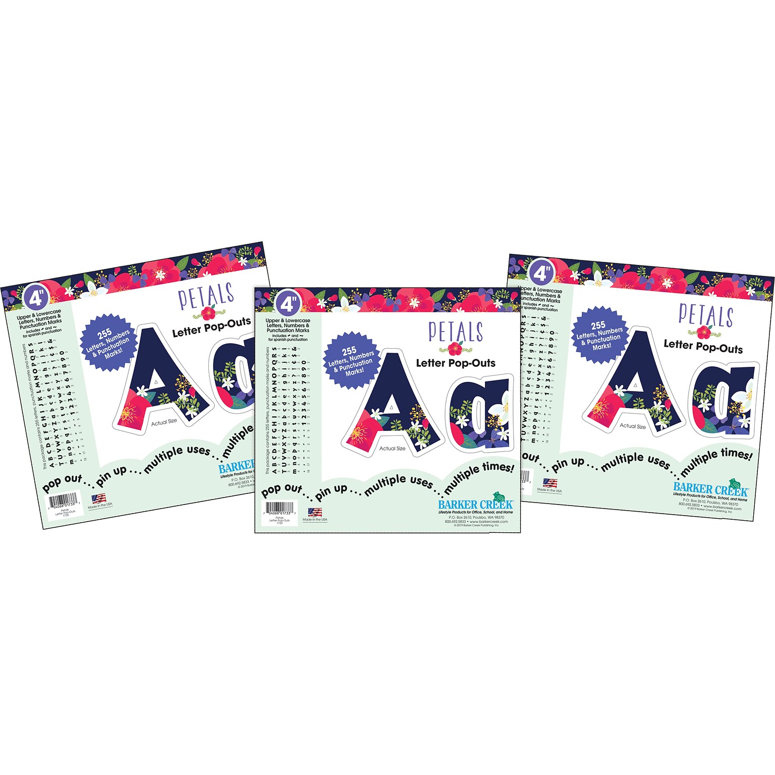 Barker Creek Petals & Prickles  4 Letters and Numbers, Multicolored, 765/Pack (4318)