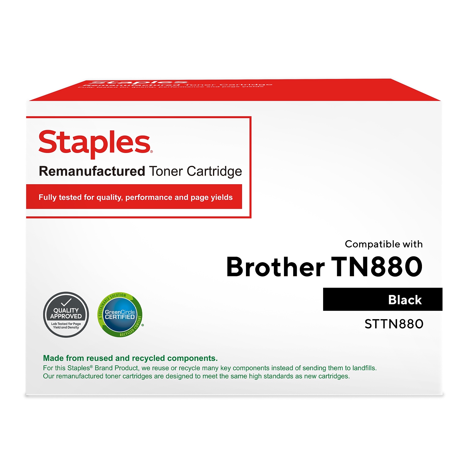 Staples Remanufactured Black Extra High Yield Toner Cartridge Replacement for Brother TN880 (STTN880)