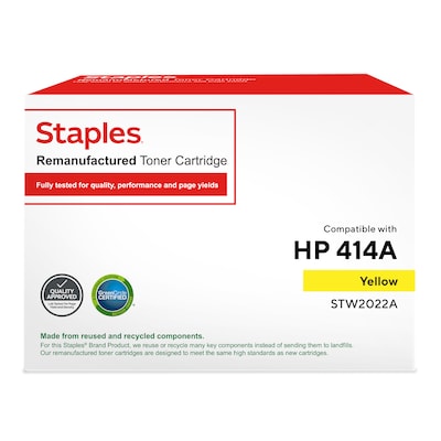 Staples Remanufactured Yellow Standard Yield Toner Cartridge Replacement for HP 414A (STW2022A)