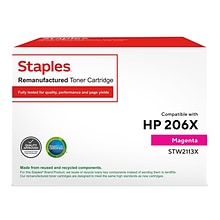 Staples Remanufactured Magenta High Yield Toner Cartridge Replacement for HP 206X (STW2113X)