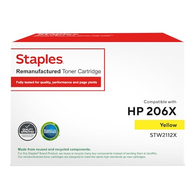 Staples Remanufactured Yellow High Yield Toner Cartridge Replacement for HP 206X (STW2112X)