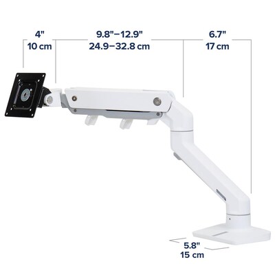 Ergotron HX Desk Monitor Adjustable Single Arm with HD Pivot, 49 Screen Support, White (45-647-216)