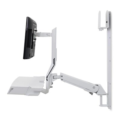 Ergotron SV Combo Adjustable Single Arm Worksurface & Pan, Small CPU Holder, 24" Screen Support, White (45-594-216)