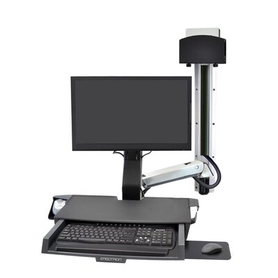 Ergotron StyleView Adjustable Single Arm Wall Mount, 24" Screen Support, Polished Aluminum (45-594-026)
