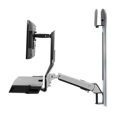 Ergotron StyleView Adjustable Single Arm Wall Mount, 24" Screen Support, Polished Aluminum (45-594-026)