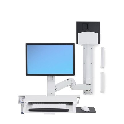 Ergotron SV Sit-Stand Combo Adjustable Single Arm Extender, 34" Screen Support, White (97-858-216)