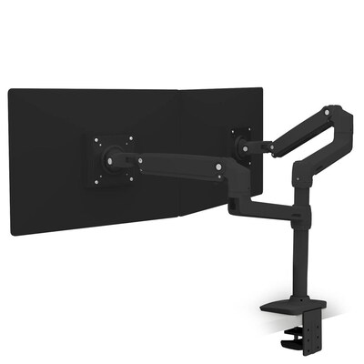 Ergotron LX Wall Adjustable Dual Arm Mount, 24" Screen Support, Black (45-492-224)