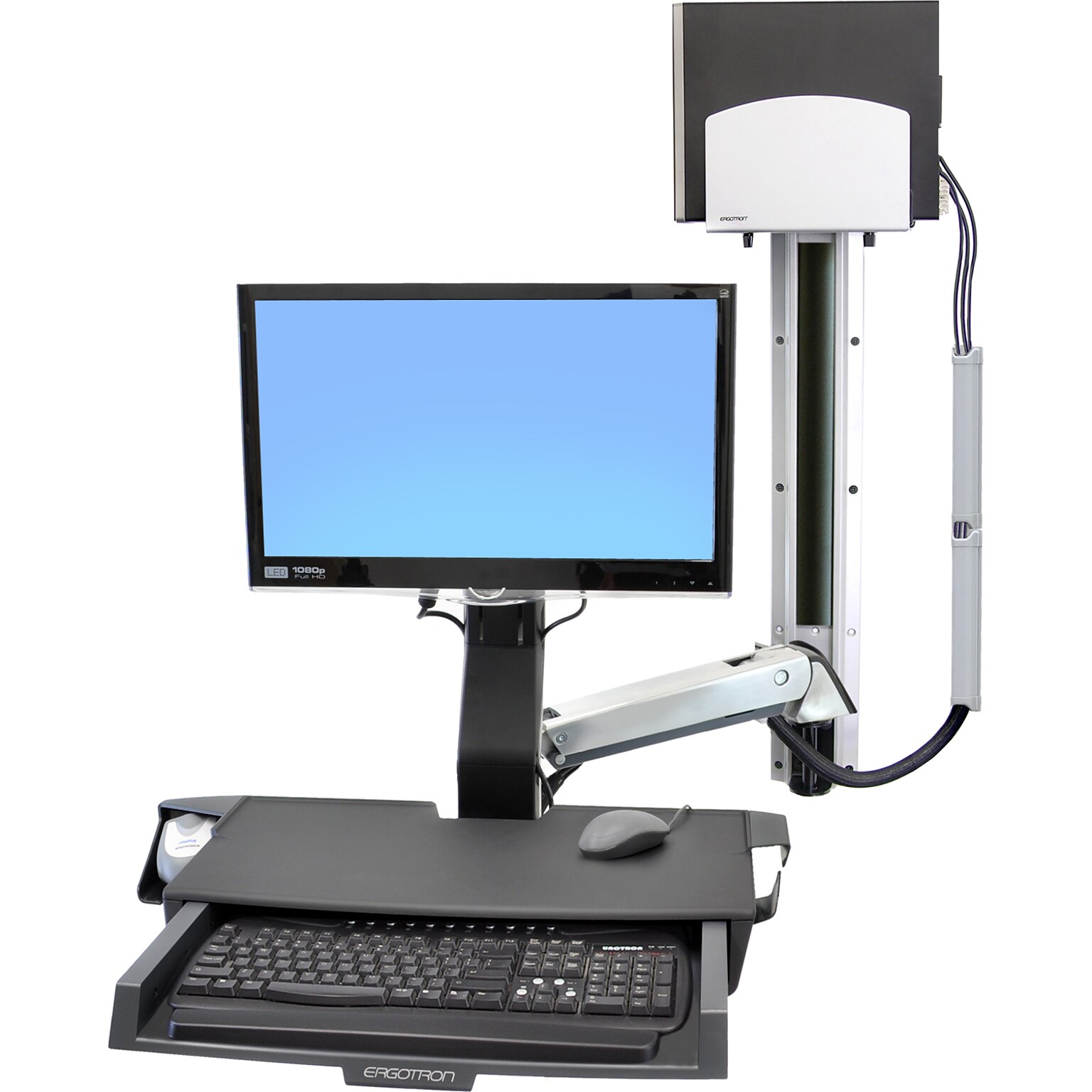 Ergotron StyleView Adjustable Sit-Stand Combo Arm Multi Component Mount, 24 Screen Support, Polished Metal (45-270-026)