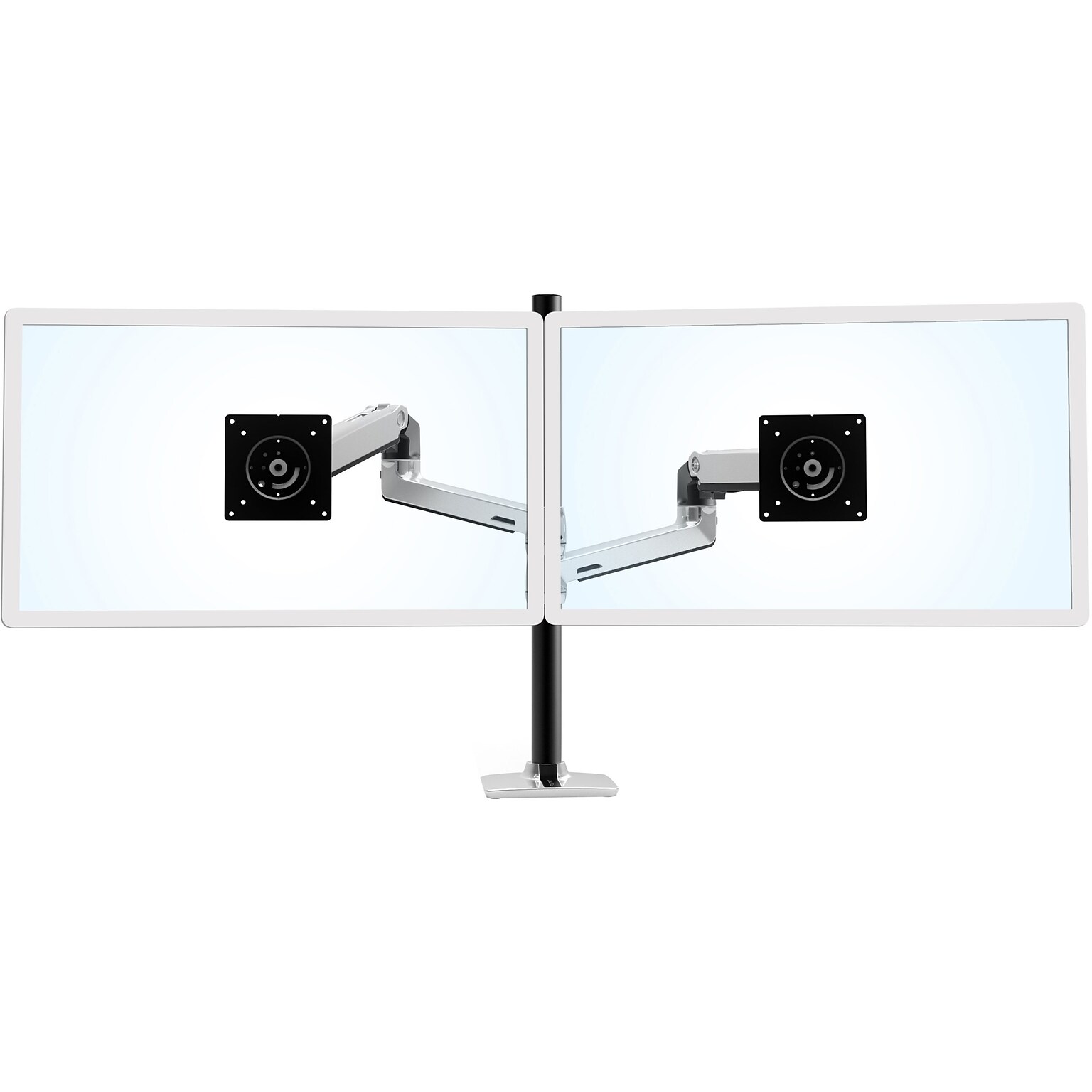 Ergotron LX Adjustable Dual Stacking Arm Tall Pole Desk Mount, 40 Screen Support, Polished Aluminum (45-549-026)