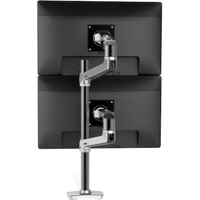 Ergotron LX Adjustable Dual Stacking Arm Tall Pole Desk Mount, 40 Screen Support, Polished Aluminum