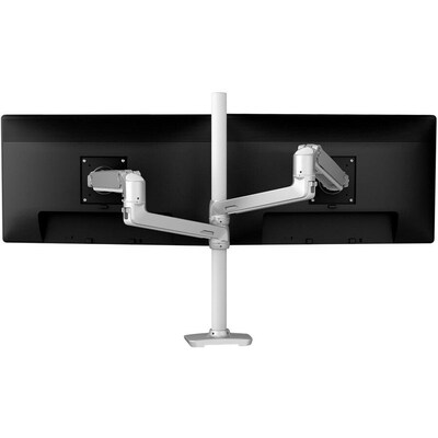 Ergotron LX Adjustable Dual Stacking Arm Tall Pole Desk Mount, 40" Screen Support, Polished Aluminum (45-549-026)