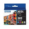 Epson T302XL/T302 Black High Yield and Cyan/Magenta/Yellow Standard Yield Ink Cartridge, 5/Pack (T30