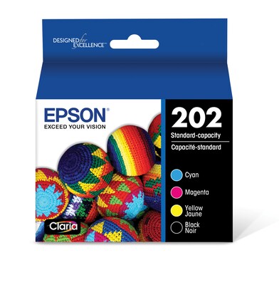 Epson T202 Black/Cyan/Magenta/Yellow Standard Yield Ink Cartridge, 4/Pack   (T202120-BCS)