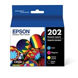 Epson T202 Black/Cyan/Magenta/Yellow Standard Yield Ink Cartridge, 4/Pack (T202120-BCS)