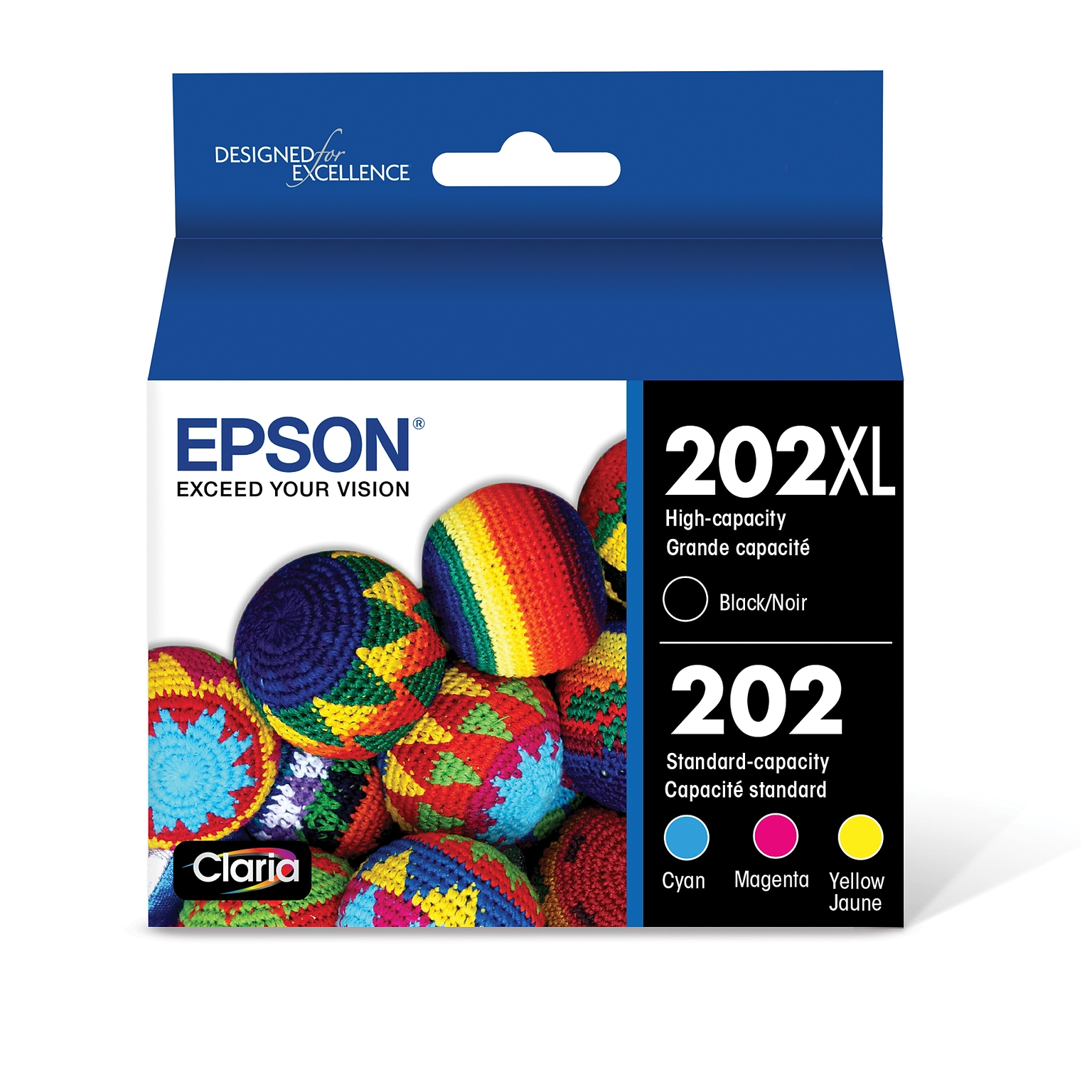 Epson T202XL/T202 Black High Yield and Cyan/Magenta/Yellow Standard Yield Ink Cartridge, 4/Pack (T202XL-BCS)