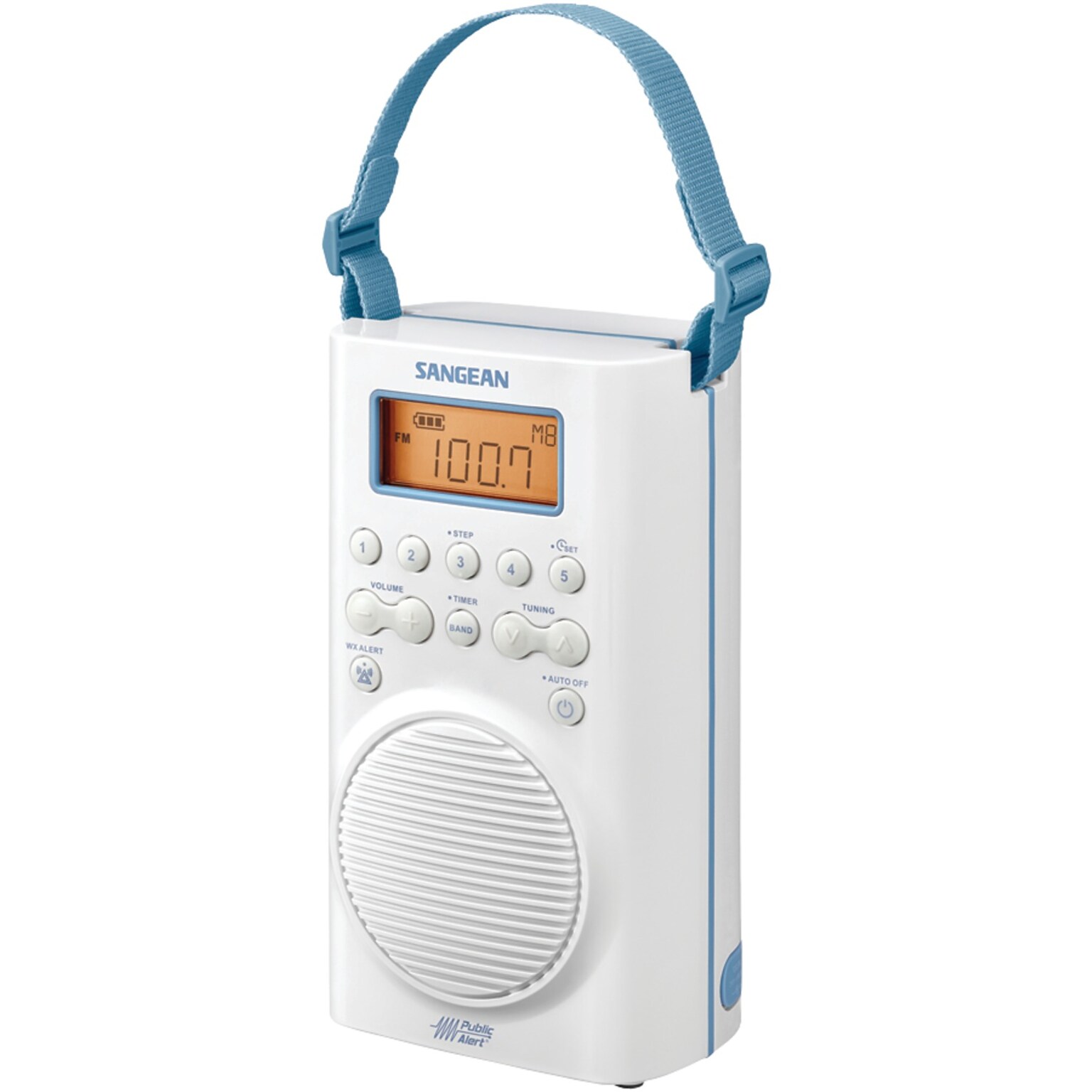 Sangean AM/FM/Weather Alert Waterproof Shower Radio (H205)