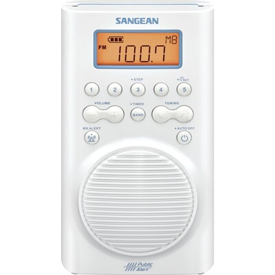 Sangean AM/FM/Weather Alert Waterproof Shower Radio (H205)