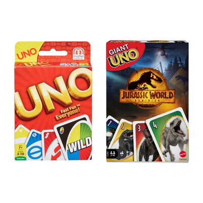 Mattel Game Set, UNO Card Game and Giant UNO Jurassic World Dominion (42003-HBF57-KIT)