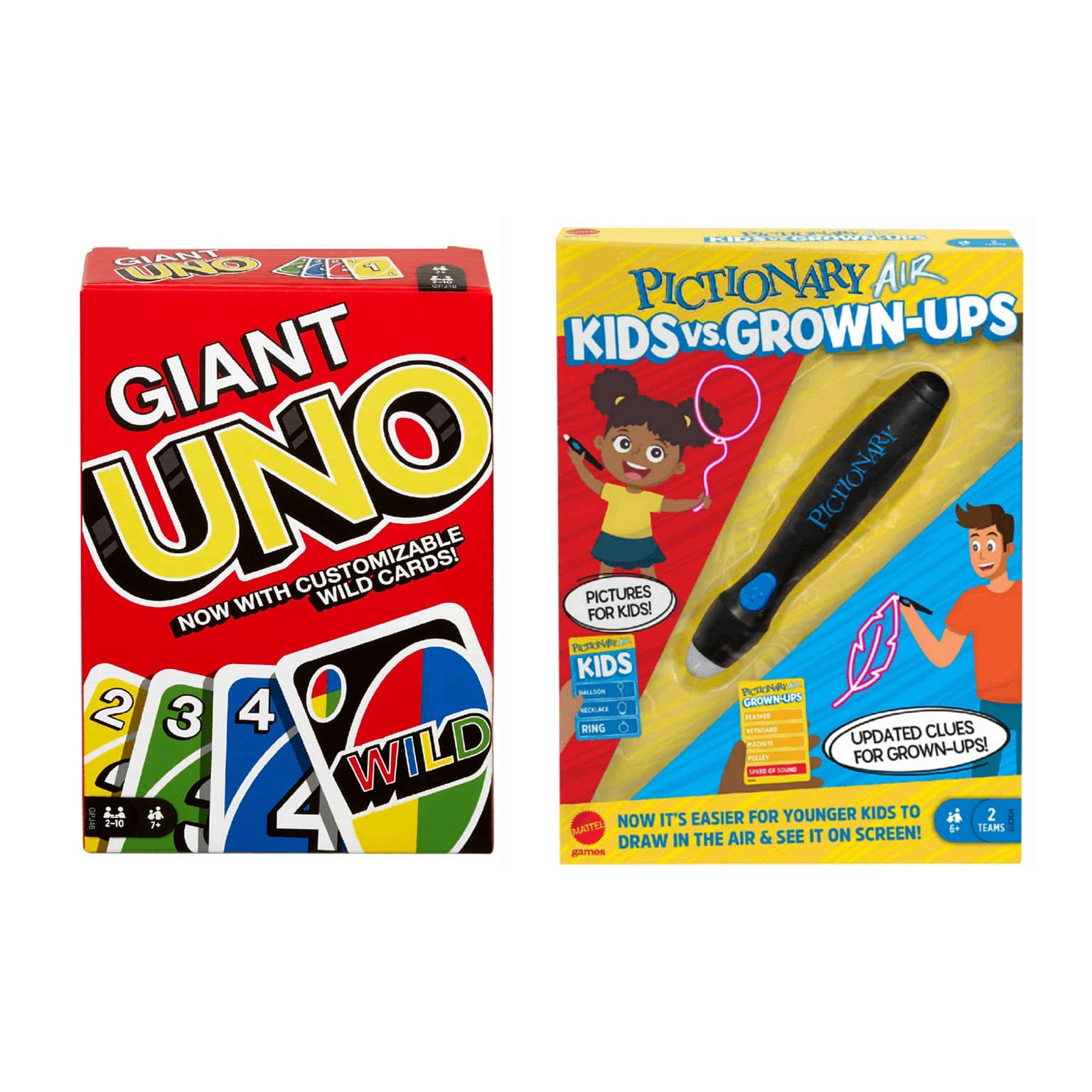 Mattel Game Set: ?Giant UNO Family Card Game and Pictionary Air Kids vs Grown-Ups