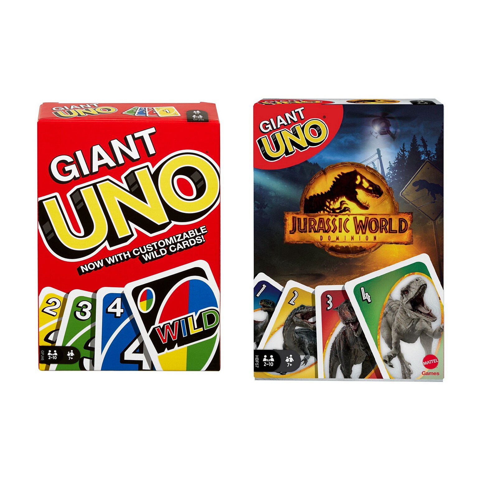 Mattel Game Set, UNO Card Game and Giant UNO Jurassic World Dominion (GPJ46-HBF57-KIT)