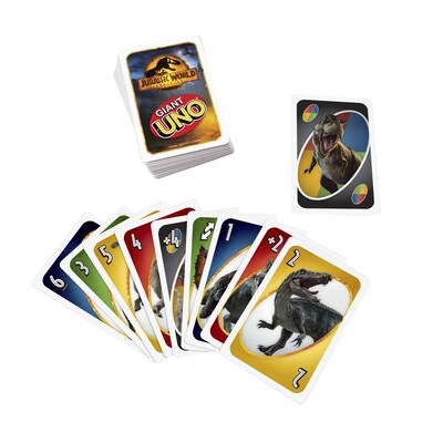 Mattel Game Set, Giant UNO Jurassic World Dominion and Crossed Signals (HBF57-GVK25-KIT)
