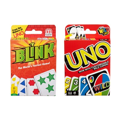 Mattel Game Set: Blink Card Game The Worlds Fastest Game! and UNO Card Game