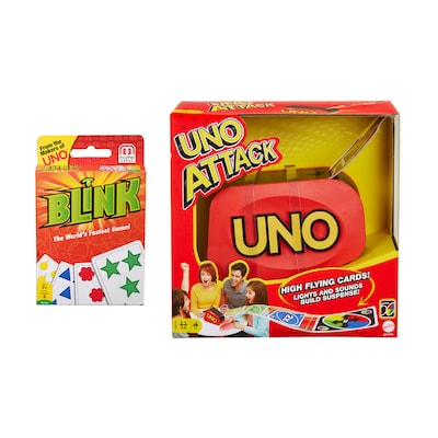 Mattel Game Set: Blink Card Game The Worlds Fastest Game! and UNO Attack