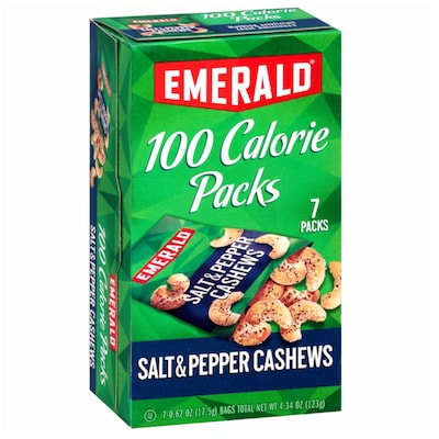Emerald 100 Calorie Pack Salt and Pepper Cashews, 7 Bags/Pack (SNY33725)