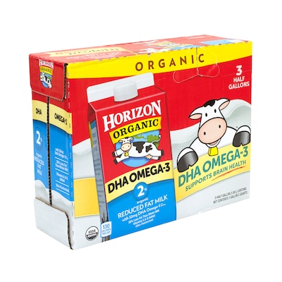 Horizon Organic 2% Milk with DHA Omega-3, 64 Fl. Oz., 3/Pack (902-00055)