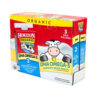 Horizon Organic 2% Milk with DHA Omega-3, 64 Fl. Oz., 3/Pack (902-00055)