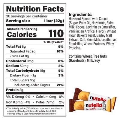 Nutella B-Ready Cookies, 36 Packs/Box (220-02147)