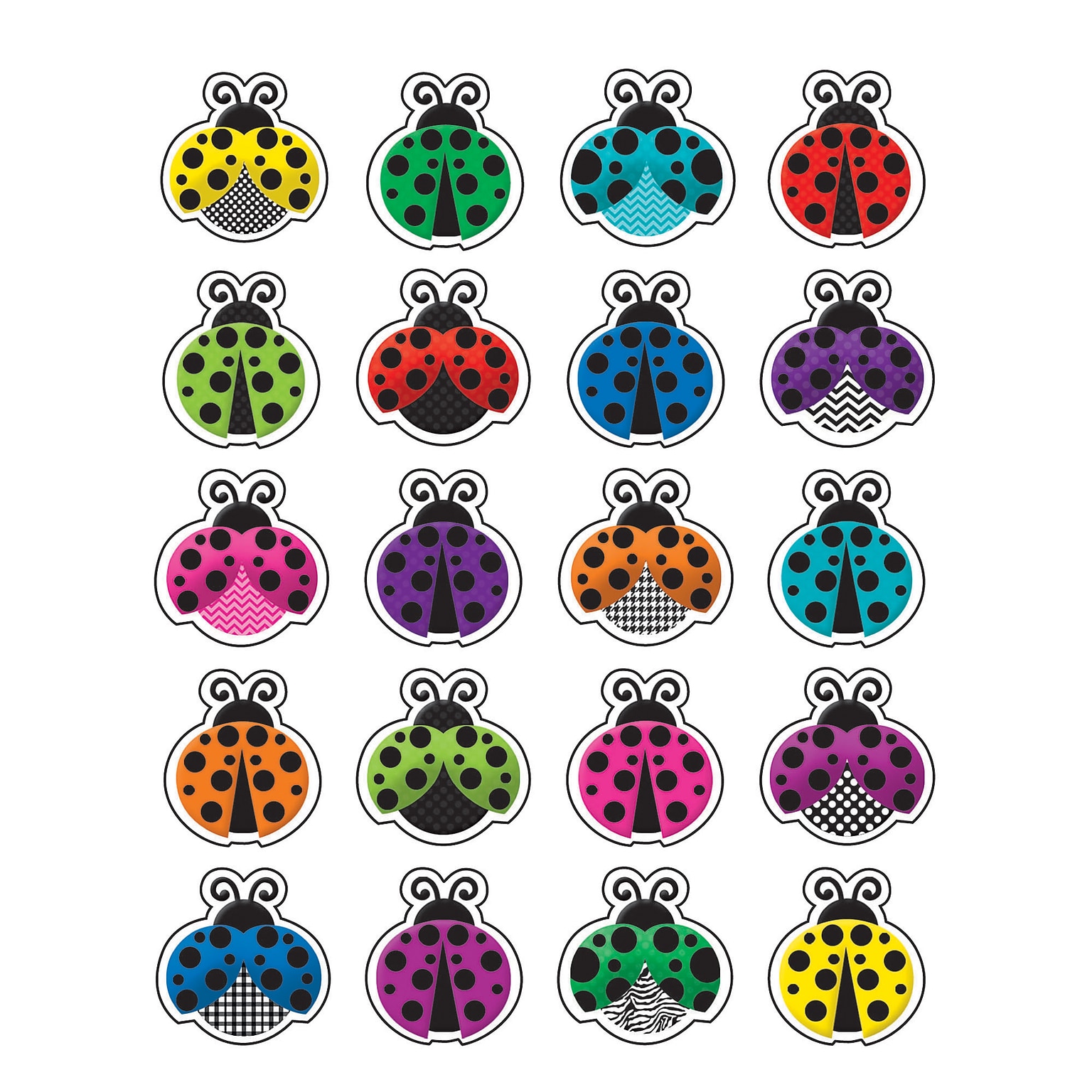 Teacher Created Resources Colorful Ladybugs Stickers, Assorted Colors, Approx 1 each, 120 Count (TCR5462)