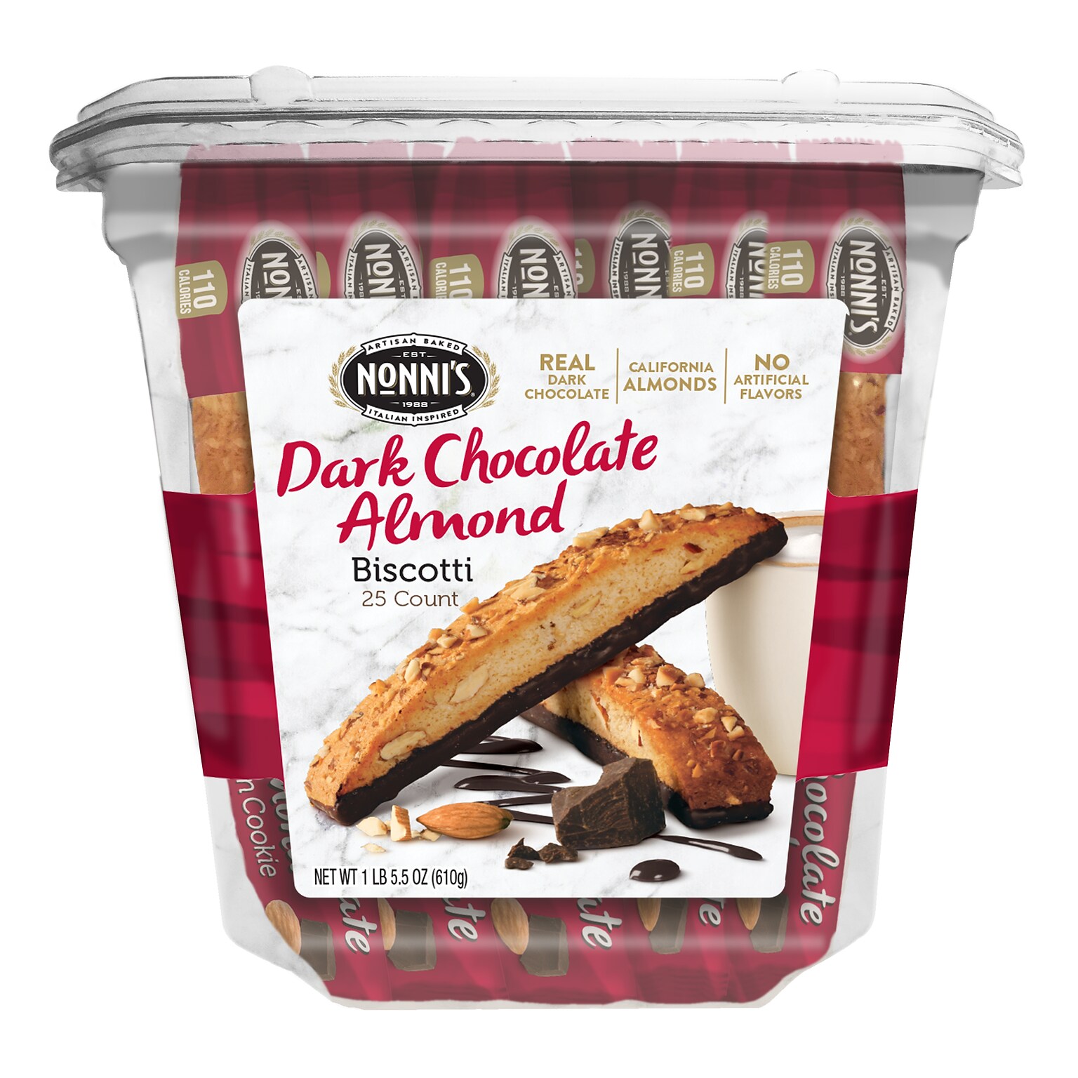 Nonni’s individually wrapped Dark Chocolate Italian Biscotti Cookies, 21.5 oz., (NSD97651)
