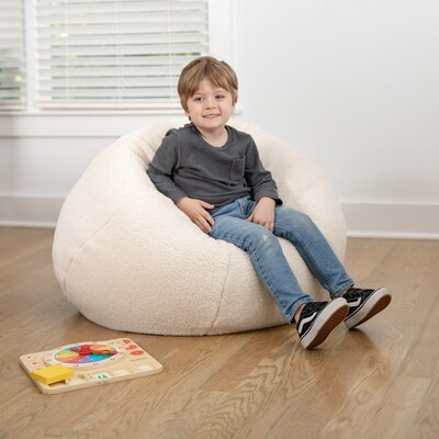 Flash Furniture Dillon Faux Sherpa Refillable Bean Bag Chair, Natural (DGBEANSMSHRPNAT)